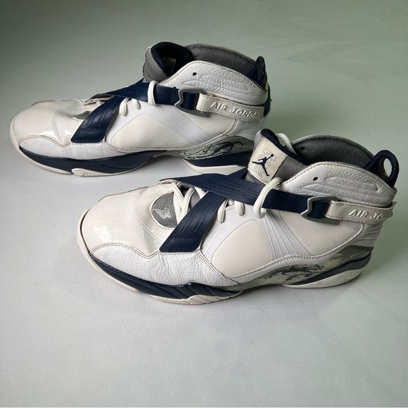 Air Jordan 8.0 RETRO Nike Shoes Sneakers Mens Size 13 White Blue 467807-106 - Picture 6 of 9